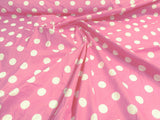 Poly Cotton Polka Dot Print Poly Cotton Fabric - Black Dot On Red, 58" Width (1 Yard)