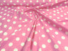 Poly Cotton Polka Dot Print Poly Cotton Fabric - Black Dot On Red, 58" Width (1 Yard)
