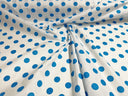 Poly Cotton Polka Dot Print Poly Cotton Fabric - Black Dot On Red, 58" Width (1 Yard)