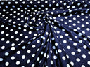 Poly Cotton Polka Dot Print Poly Cotton Fabric - Black Dot On Red, 58" Width (1 Yard)
