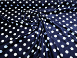 Poly Cotton Polka Dot Print Poly Cotton Fabric - Black Dot On Red, 58" Width (1 Yard)