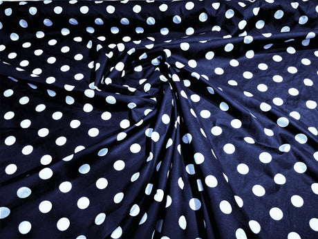 Poly Cotton Polka Dot Print Poly Cotton Fabric - Black Dot On Red, 58" Width (1 Yard)