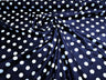 Poly Cotton Polka Dot Print Poly Cotton Fabric - Black Dot On Red, 58" Width (1 Yard)