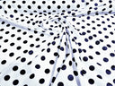 Poly Cotton Polka Dot Print Poly Cotton Fabric - Black Dot On Red, 58" Width (1 Yard)