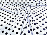 Poly Cotton Polka Dot Print Poly Cotton Fabric - Black Dot On Red, 58" Width (1 Yard)