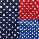 Poly Cotton Star Print Poly Cotton Fabric - Red Stars On White, 58" Width (1 Yard)