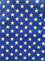 Poly Cotton Star Print Poly Cotton Fabric - Red Stars On White, 58" Width (1 Yard)