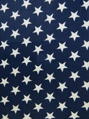 Poly Cotton Star Print Poly Cotton Fabric - Red Stars On White, 58" Width (1 Yard)