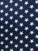 Poly Cotton Star Print Poly Cotton Fabric - Red Stars On White, 58" Width (1 Yard)