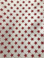 Poly Cotton Star Print Poly Cotton Fabric - Red Stars On White, 58" Width (1 Yard)