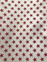Poly Cotton Star Print Poly Cotton Fabric - Red Stars On White, 58" Width (1 Yard)