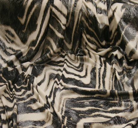 Poly Spandex 1D363 White/Brown With Silver Foil Fabric - White/Brown, Silver Foil, 58/60" Width
