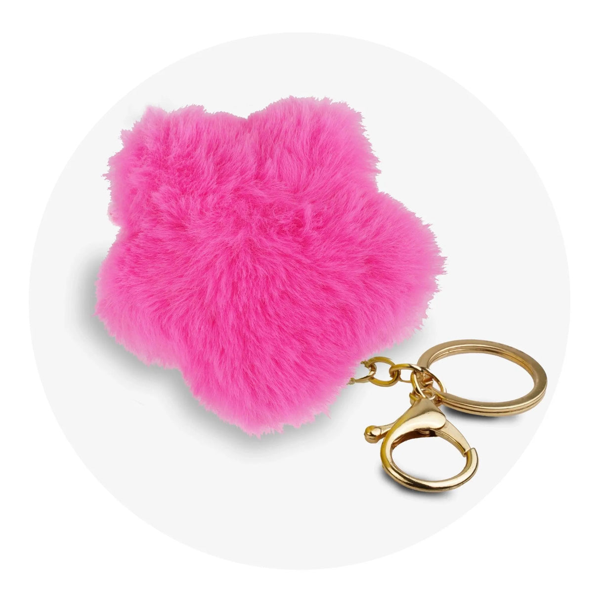 Pom Pom Star Key Chain - Hot Pink