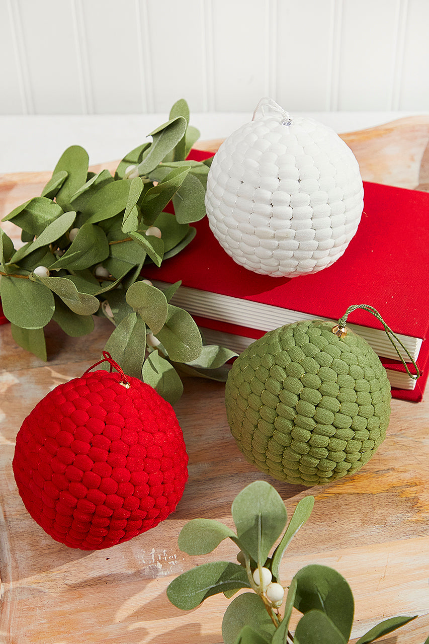 4" Knit Pom Pom Ball Ornament