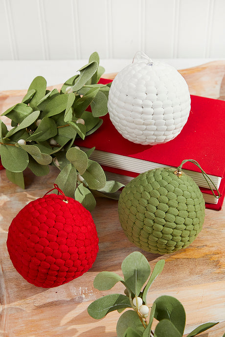 4" Knit Pom Pom Ball Ornament
