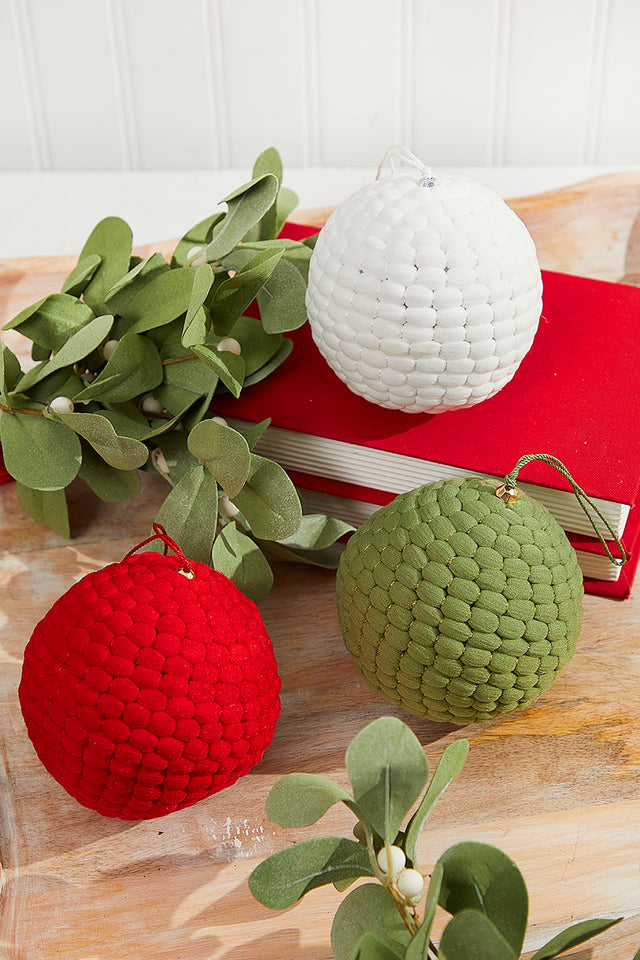 4" Knit Pom Pom Ball Ornament