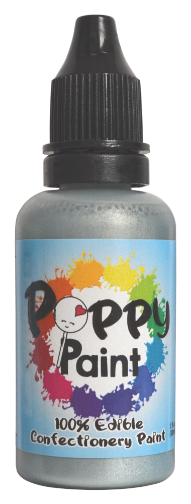Poppy Paint Silver – FDA Approved Edible Confectionery Paint for Chocolate & Desserts