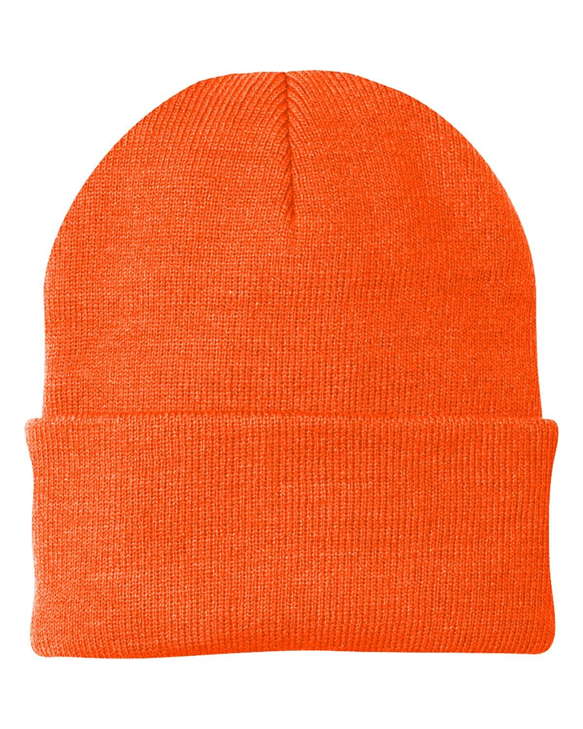 Beanies Acrylic Fabric - Orange, 3-Inch Folding Cuff (1 Piece)