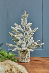 18 Inchi Potted Noble Fir Tree with Snow Winter Christmas Tabletop Decor