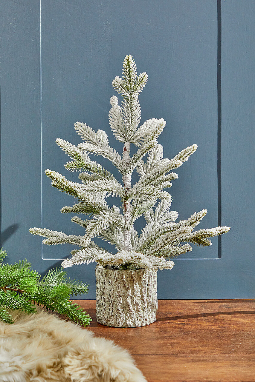 18" Potted Noble Fir Tree with Snow
