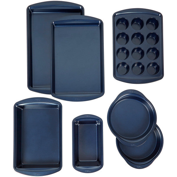 Wilton Diamond-Infused Non-Stick Navy Blue Baking Set – 7 Piece