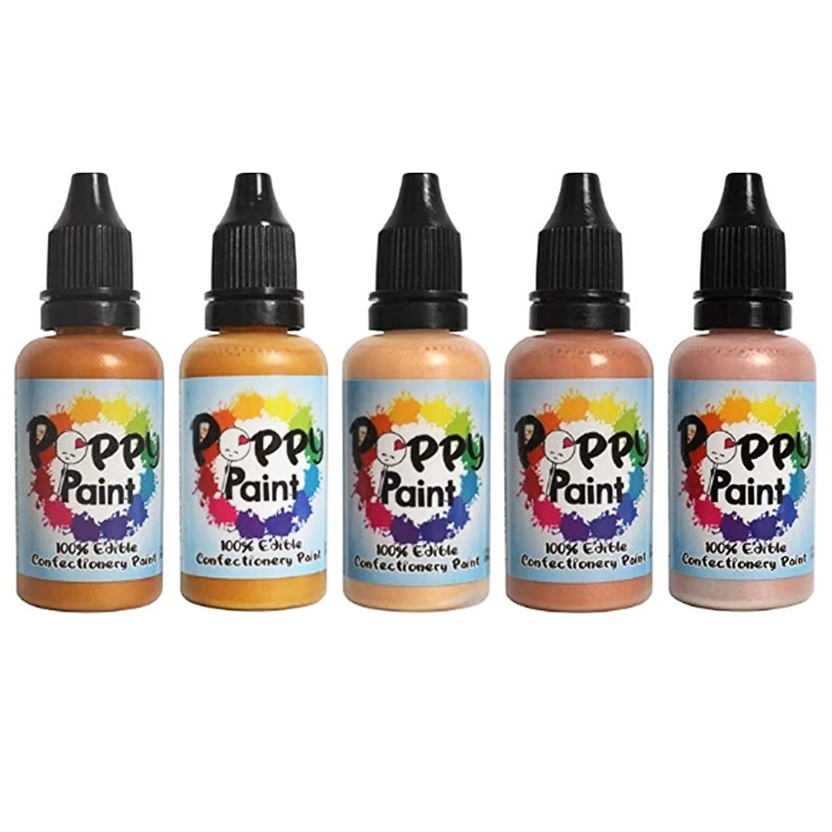 Poppy Paint Pearlescent Gold Kit – 5 Pack, 30 ml Bottles