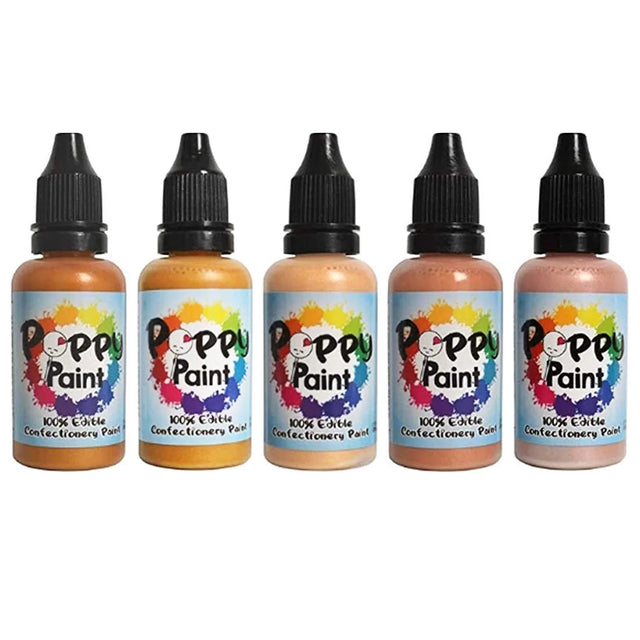 Poppy Paint Pearlescent Gold Kit – 5 Pack, 30 ml Bottles