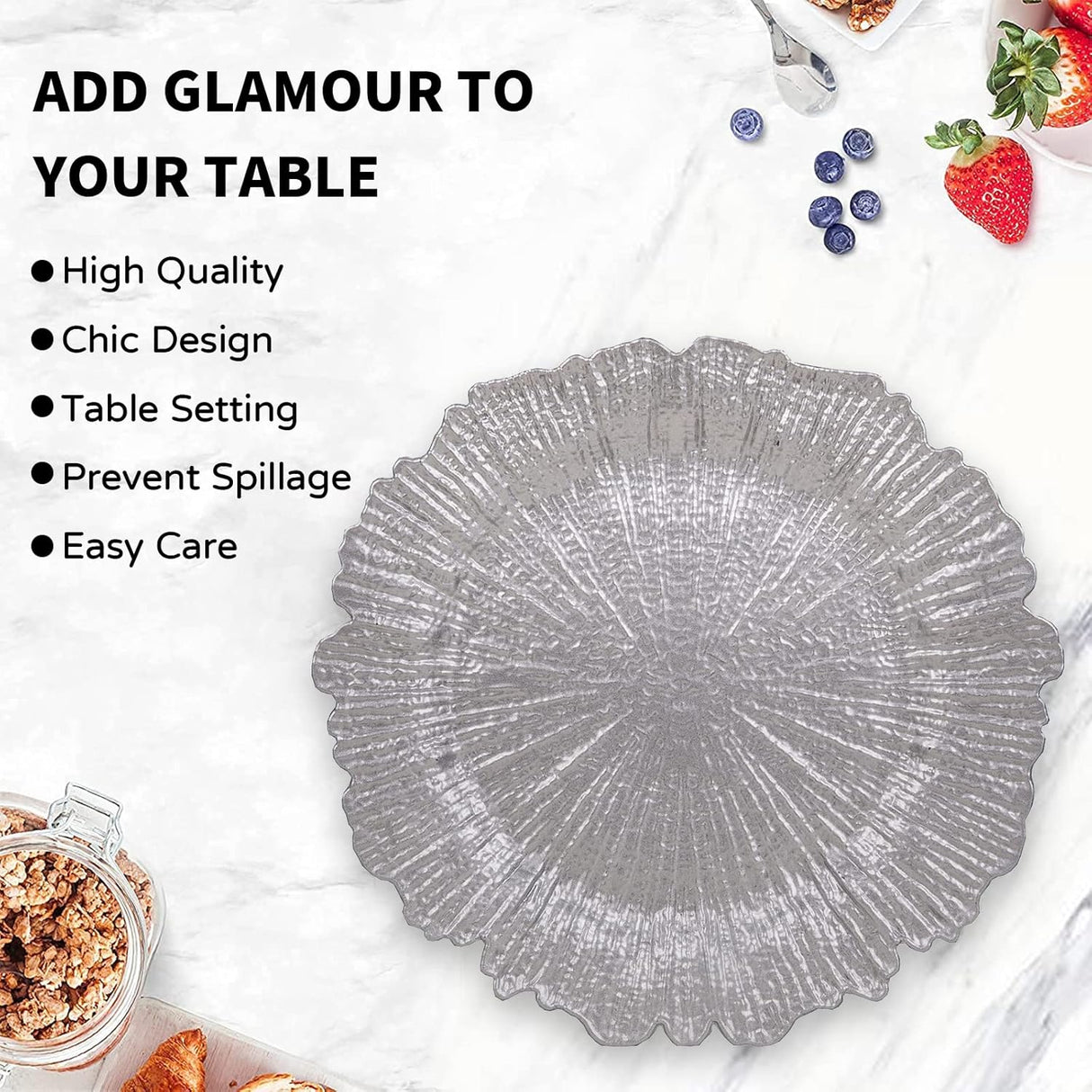 Acrylic Charger Plate 13 Inch Silver Reef