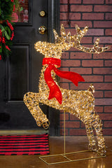3.3' LED Prancing Reindeer with Red Bow 720L Warm White Holiday Outdoor Christmas Décor