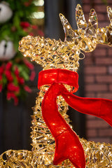 3.3' LED Prancing Reindeer with Red Bow 720L Warm White Holiday Outdoor Christmas Décor