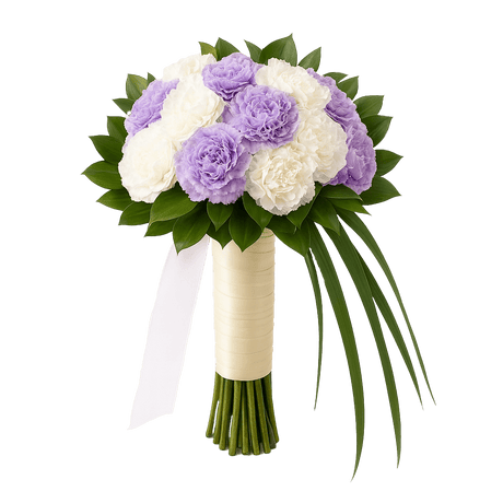 Purple White Carnations Bridesmaids Bouquets 3 Sets Fresh Flowers 43 Stems Each