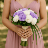 Purple White Carnations Bridesmaids Bouquets 3 Sets Fresh Flowers 43 Stems Each