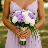 Purple White Carnations Bridesmaids Bouquets 3 Sets Fresh Flowers 43 Stems Each