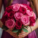 Dark Pink Light Pink Roses Bridesmaids 6 Bouquets With 28 Stems Each