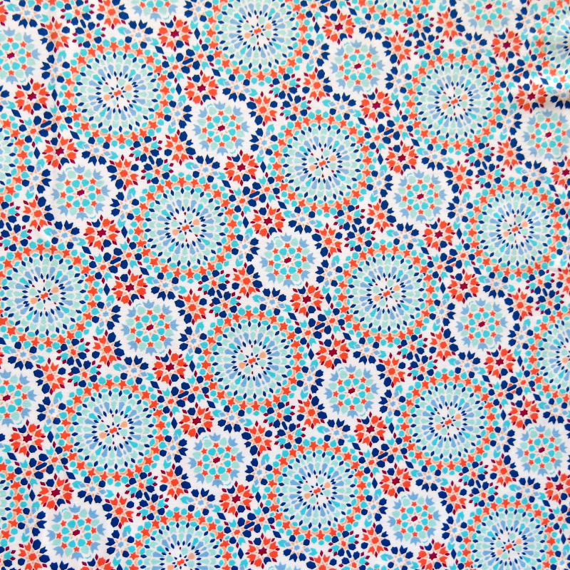 Swim Knit Nylon Spandex Preppy Mosaic Print