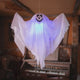Hanging Light-Up Smiling Ghost Halloween Decoration 19 3/4" x 20 3/4"