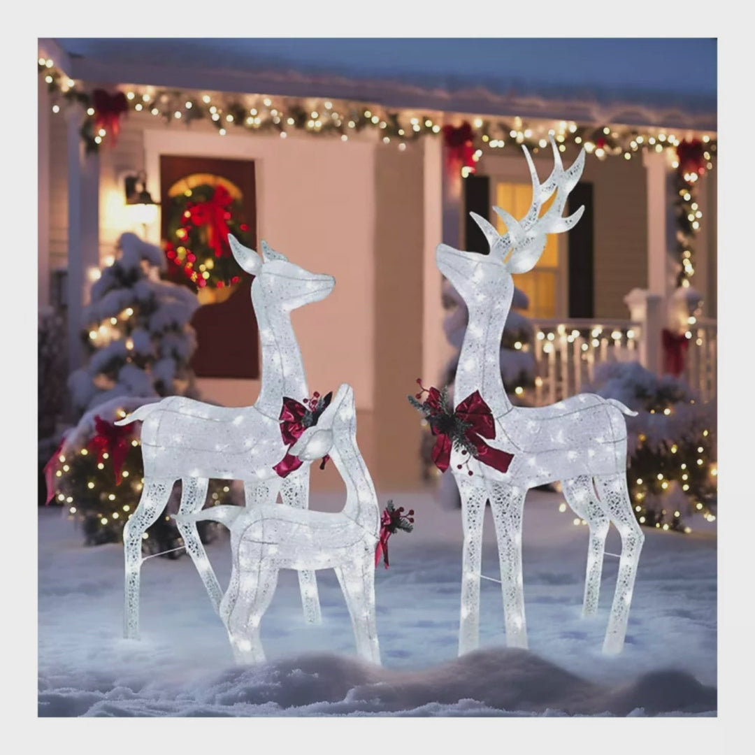 53.3-in Freestanding Reindeer Yard Decoration with Clear LED Lights