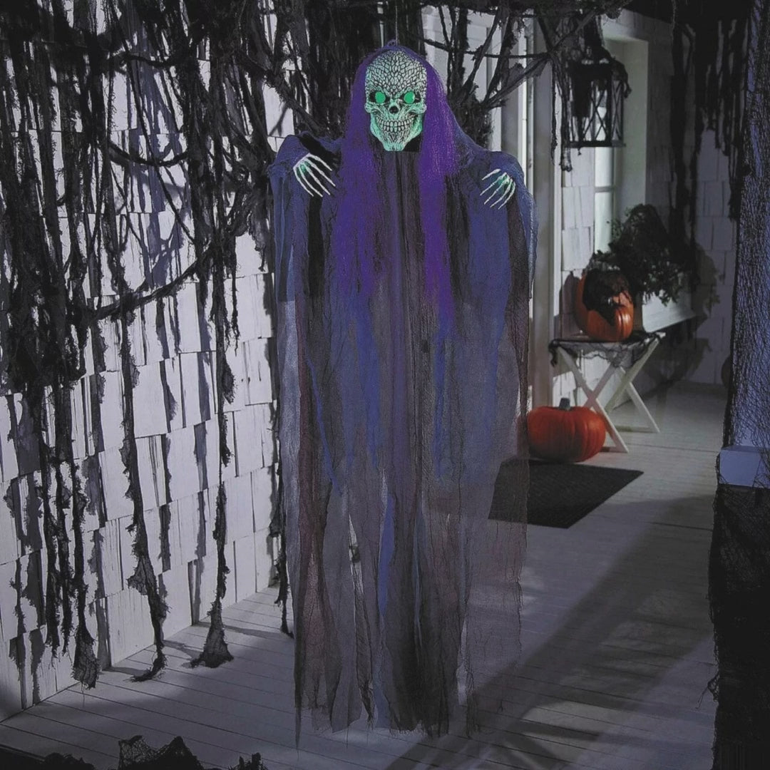 47 1/4 Inch Light Up Hanging Black Gray Reaper Halloween Decoration