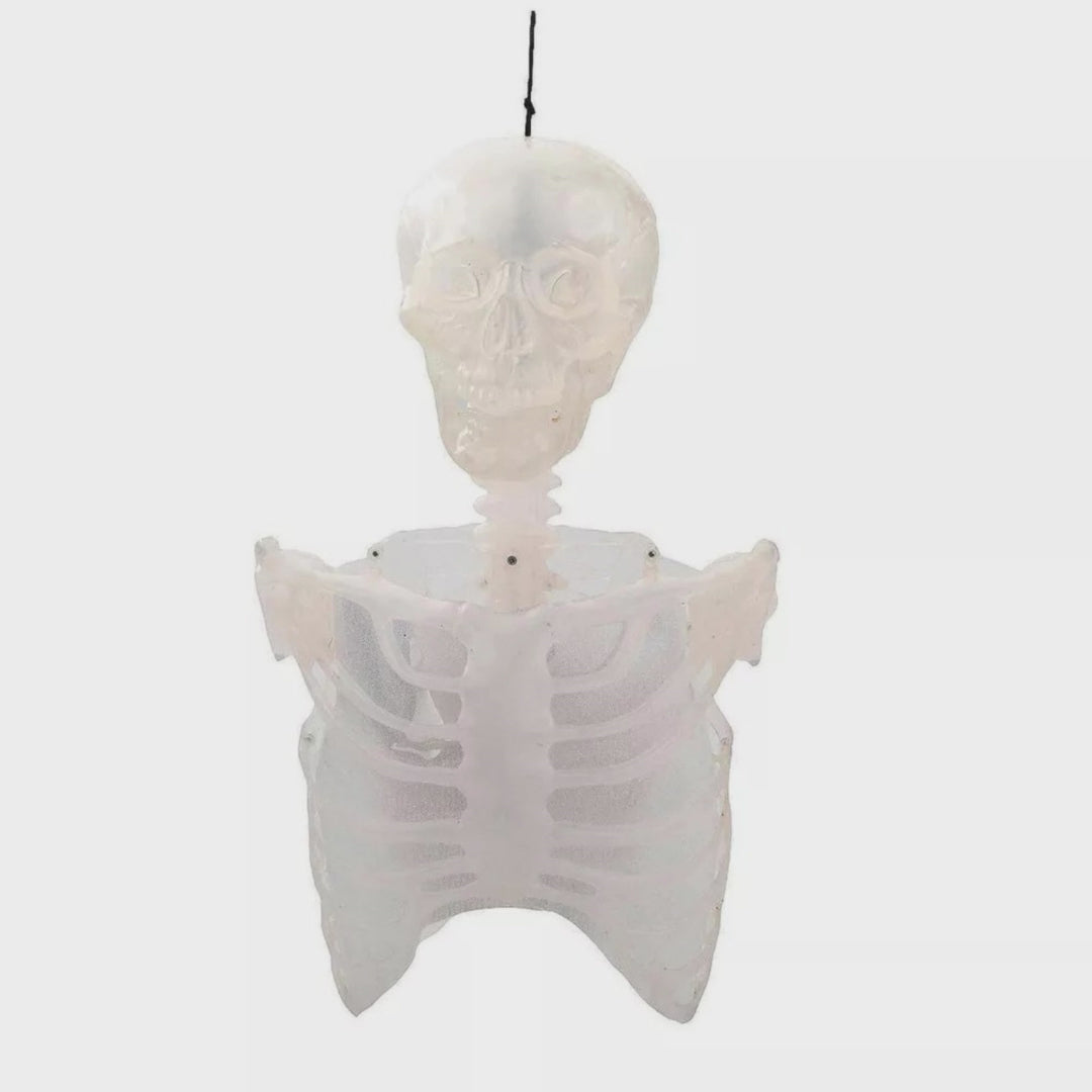 12 1/4 Inch Light Up Hanging Skeleton Torso Fire Flashing Halloween Decoration