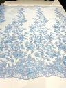 Princess 3D Floral Lace Polyester Fabric - Beaded Mesh Lace, 50" Width (1 Yard)