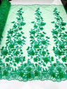 Princess 3D Floral Lace Polyester Fabric - Beaded Mesh Lace, 50" Width (1 Yard)