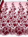 Princess 3D Floral Lace Polyester Fabric - Beaded Mesh Lace, 50" Width (1 Yard)