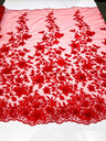 Princess 3D Floral Lace Polyester Fabric - Beaded Mesh Lace, 50" Width (1 Yard)