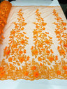 Princess 3D Floral Lace Polyester Fabric - Beaded Mesh Lace, 50" Width (1 Yard)