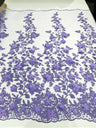 Princess 3D Floral Lace Polyester Fabric - Beaded Mesh Lace, 50" Width (1 Yard)