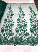 Princess 3D Floral Lace Polyester Fabric - Beaded Mesh Lace, 50" Width (1 Yard)
