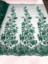 Princess 3D Floral Lace Polyester Fabric - Beaded Mesh Lace, 50" Width (1 Yard)