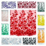 Princess 3D Floral Lace Polyester Fabric - Beaded Mesh Lace, 50" Width (1 Yard)