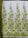 Princess Glitter 3D Floral Design Lace Polyester Fabric - Double Scallop, Mesh Lace, 54" Width (1 Yard)