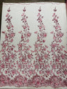 Princess Glitter 3D Floral Design Lace Polyester Fabric - Double Scallop, Mesh Lace, 54" Width (1 Yard)